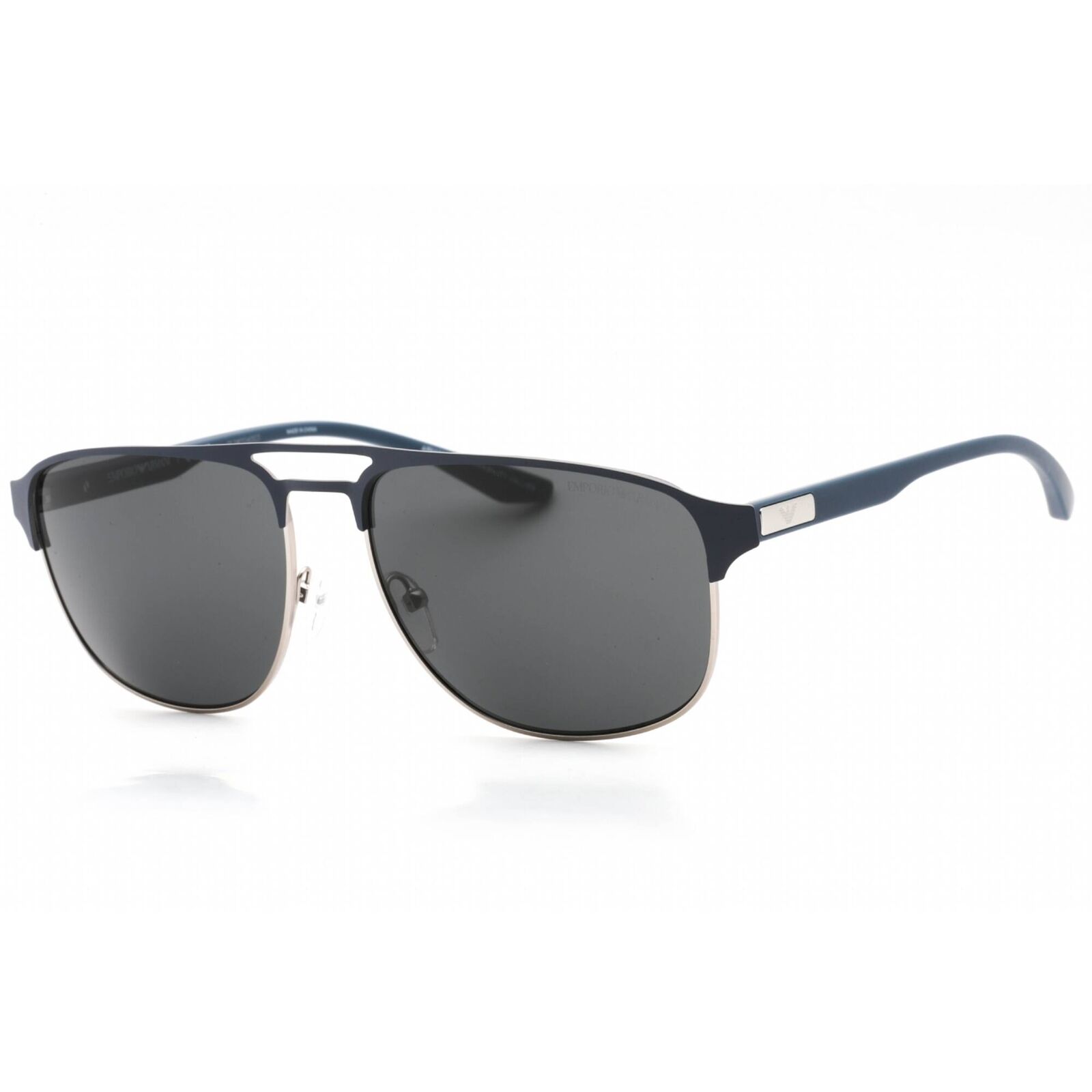 Emporio Armani Men's Sunglasses Blue On Matte Silver Metal Frame 0EA2144 336887 Emporio Armani 0EA2144 336887