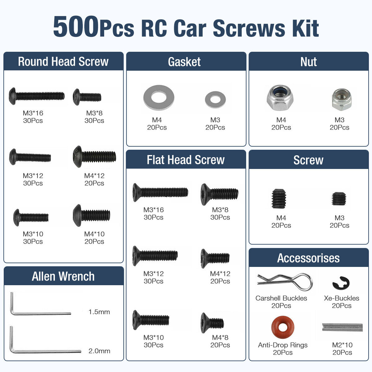 Metal Screws Box Repair Tool Kit for 1/10 RC Car Crawler HSP SCx10 Traxxas TRX4 Unbranded Does Not Apply - фотография #3