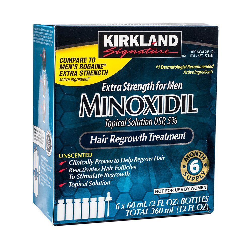 Kirkland Minoxidil 5% Extra Strength Men 6 Month Supply Hair Regrowth Solution kirkland