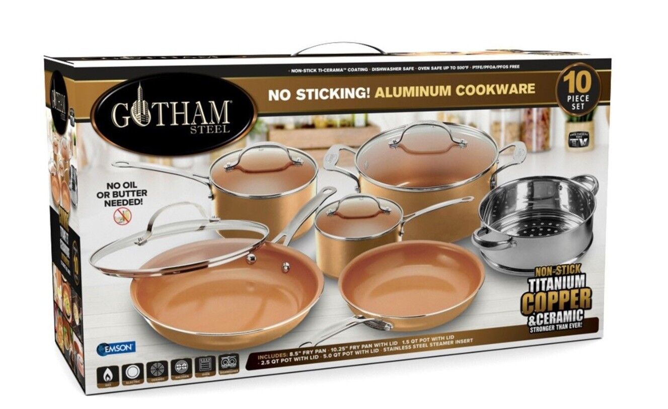 Gotham Steel 10 Piece Ultra Nonstick Ceramic Pots & Pans Kitchen Cookware Set  Gotham Steel - фотография #9