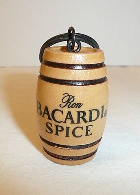 Bacardi Spice Wooden Barrel Keychain Ron Bacardi Spice Wood vtg Key Chain Ring Bacardi