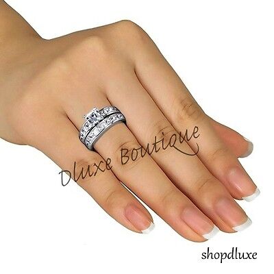 3.75 Ct Princess Cut AAA CZ Stainless Steel Wedding Ring Set Women's Size 5-10 Dluxe Boutique - фотография #4