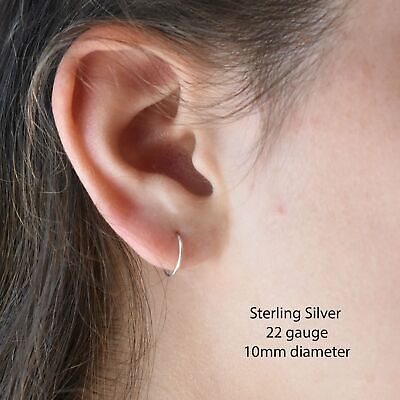 Solid 925 Sterling Silver Hoop Earrings. Handcrafted Handmade Sleeper Huggies Handmade - фотография #6