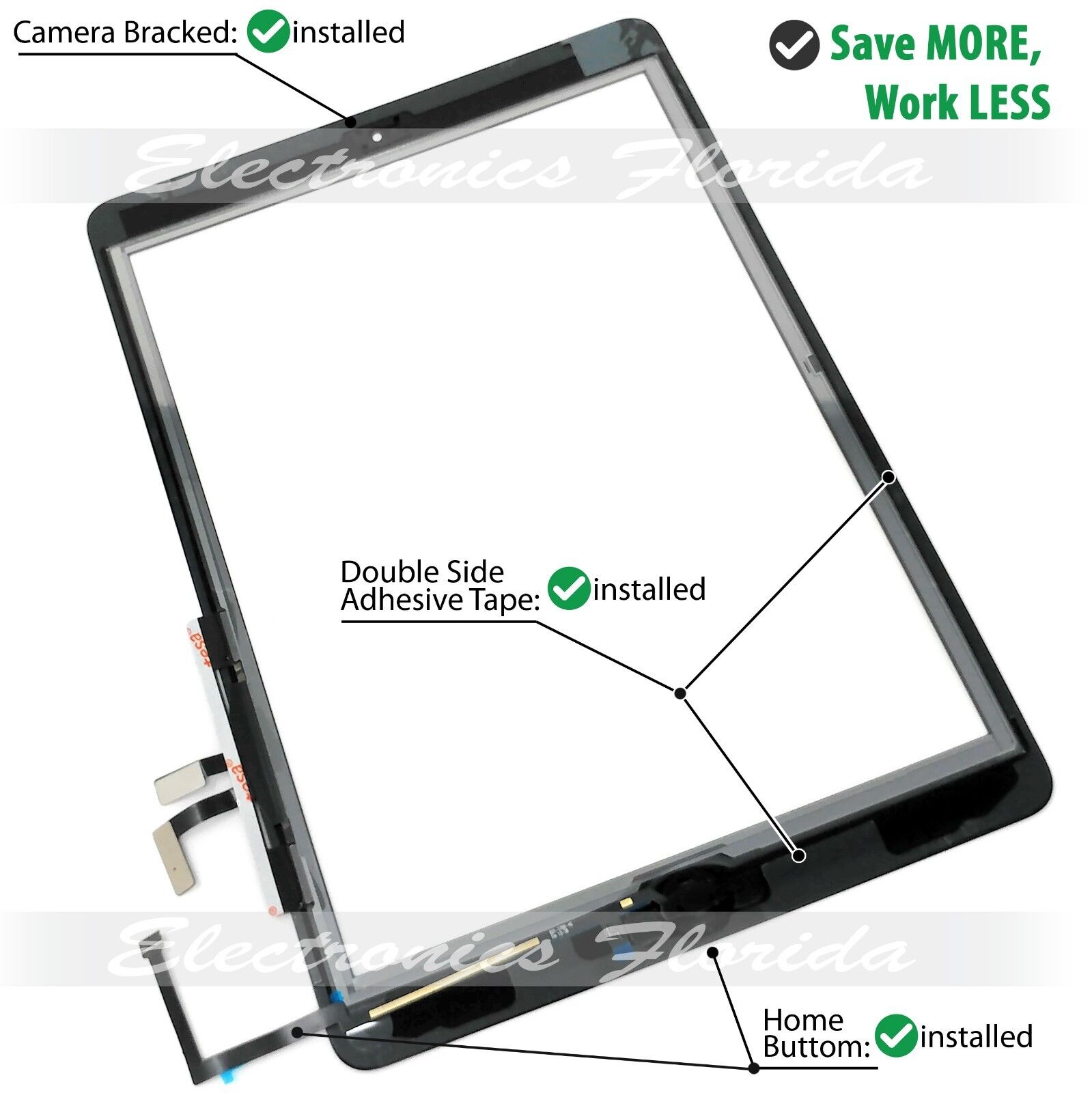 Touch Screen Digitizer Replacement For Apple iPad 2/3/4/ & Air  - Black / White eleFlorida b0025 - фотография #2