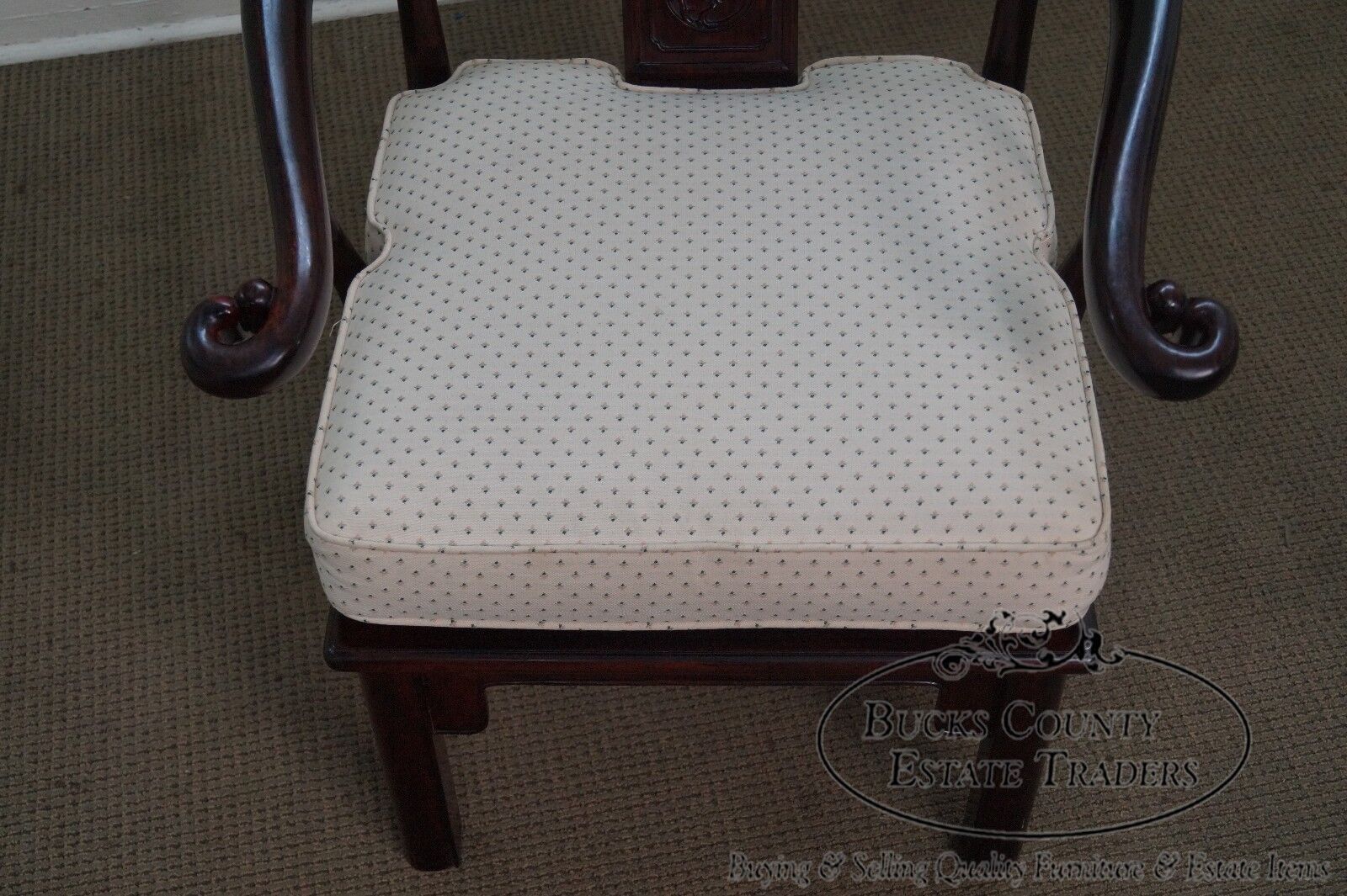 Vintage Chinese Rosewood Pair of Horseshoe Lounge Chairs NA NA - фотография #6