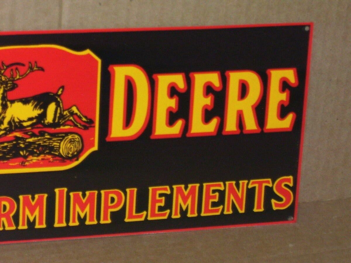 JOHN DEER Quality Farm Implements RARE SIZE Deere Stepping Over Tree  BLACK Sign Без бренда - фотография #5