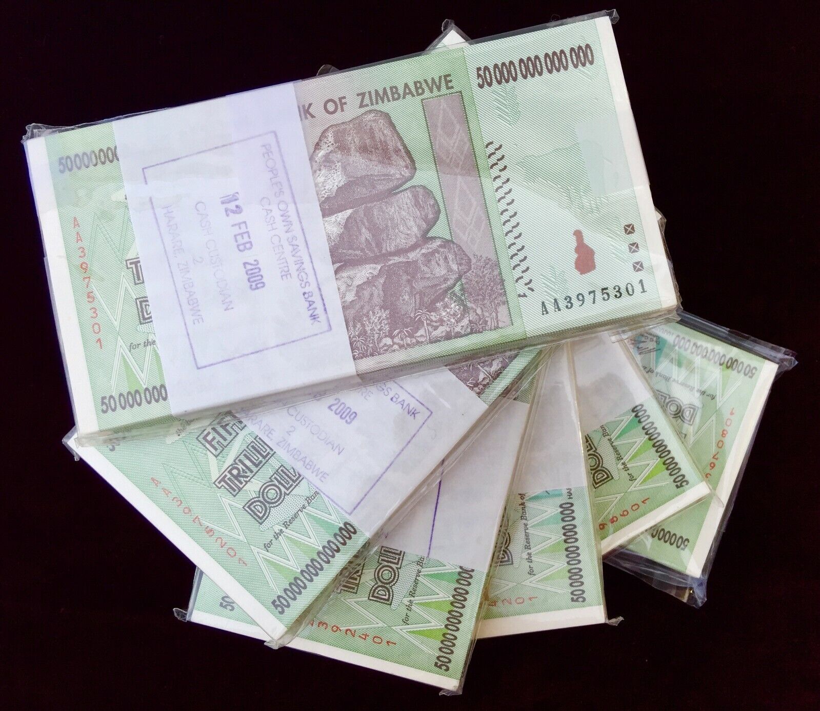 AUTHENTIC 50 TRILLION DOLLARS ZIMBABWE 2008 AA P90 UNC COA CERTIFICATE UV PASSED Без бренда - фотография #6