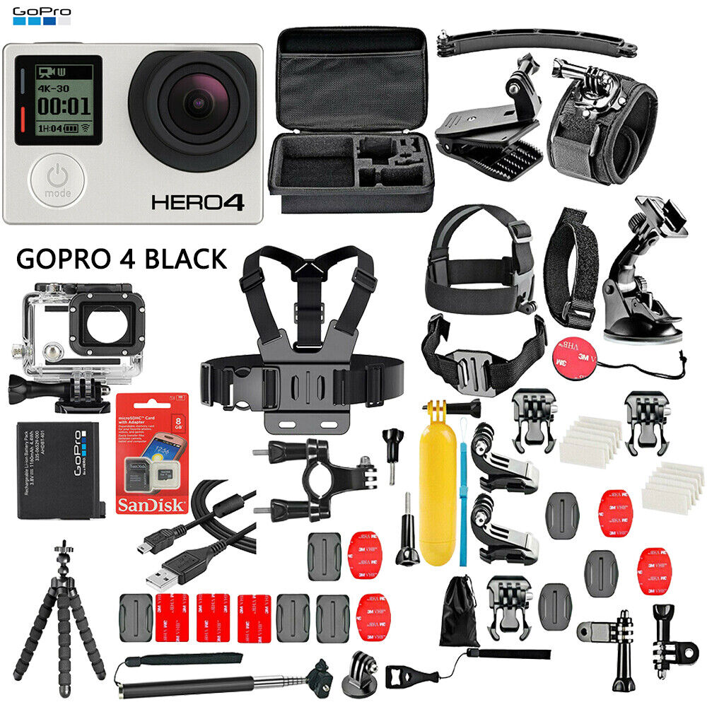GoPro HERO4 Black Edition Camera Camcorder + 50 Piece Accessory Kit  GoPro GPH4SFEBK14W2, CHDHY401