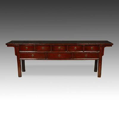 ANTIQUE CHINESE QING CONSOLE CABINET TABLE RED LACQUER FURNITURE CHINA 19TH C.  Без бренда