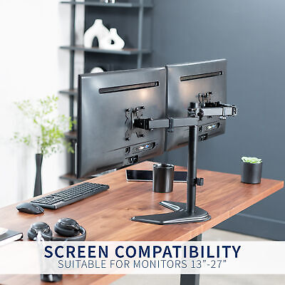 VIVO Black Dual Monitor Articulating Desk Stand Mount, Fits Up to 27" Screens VIVO STAND-V002F - фотография #8