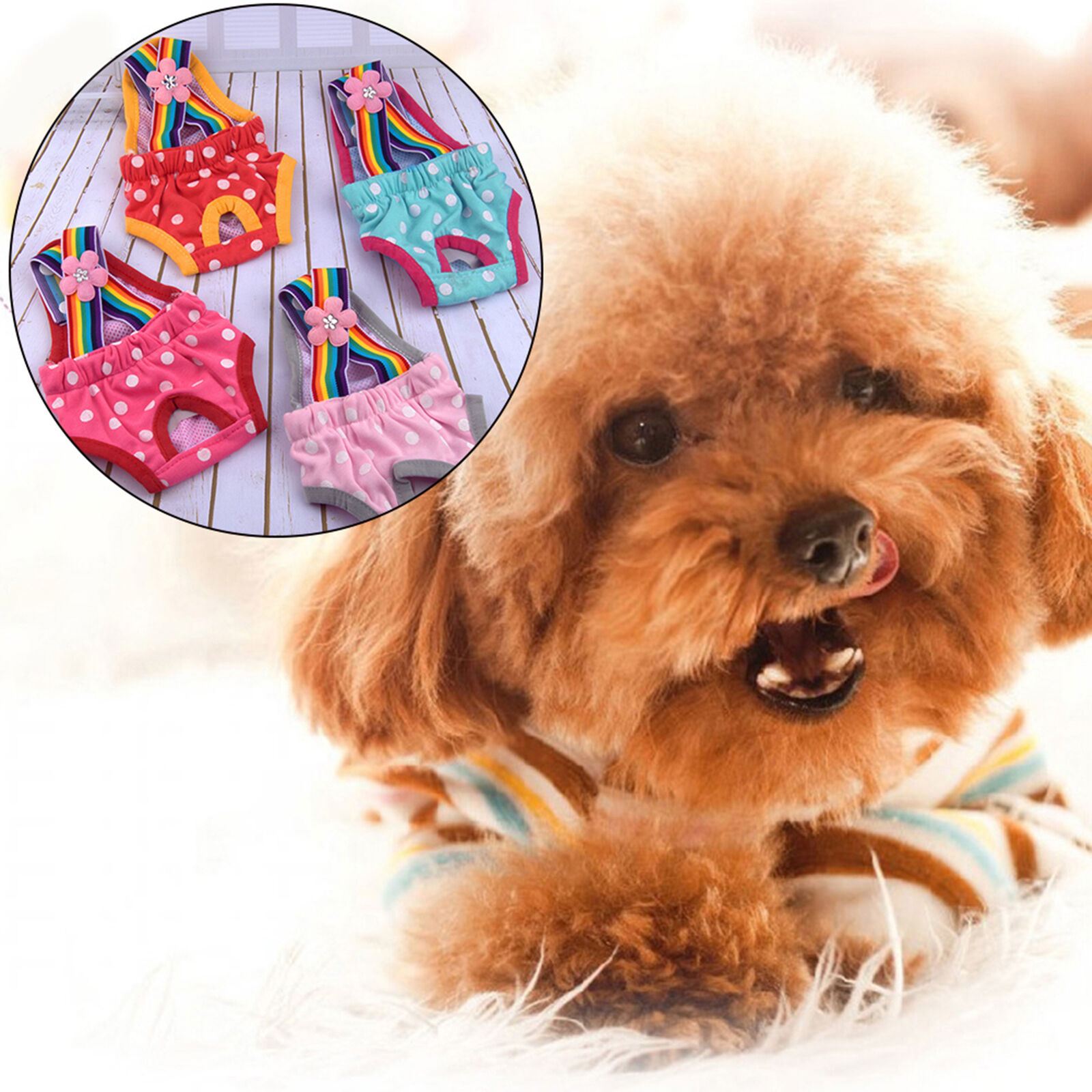 Dog Underwear Briefs Wear-resistant High Elasticity Polka Dot Striped Pet Dog Unbranded