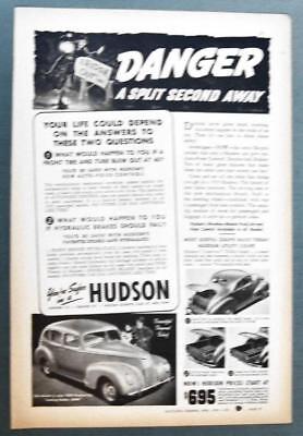8x12 Original 1939 Hudson 6 Touring Sedan 4 Door Ad YOUR SAFER IN A HUDSON Без бренда