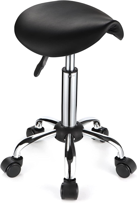 Saddle Rolling Stool with Wheels PU Leather Height Adjustable Swivel Stools Chai Does not apply