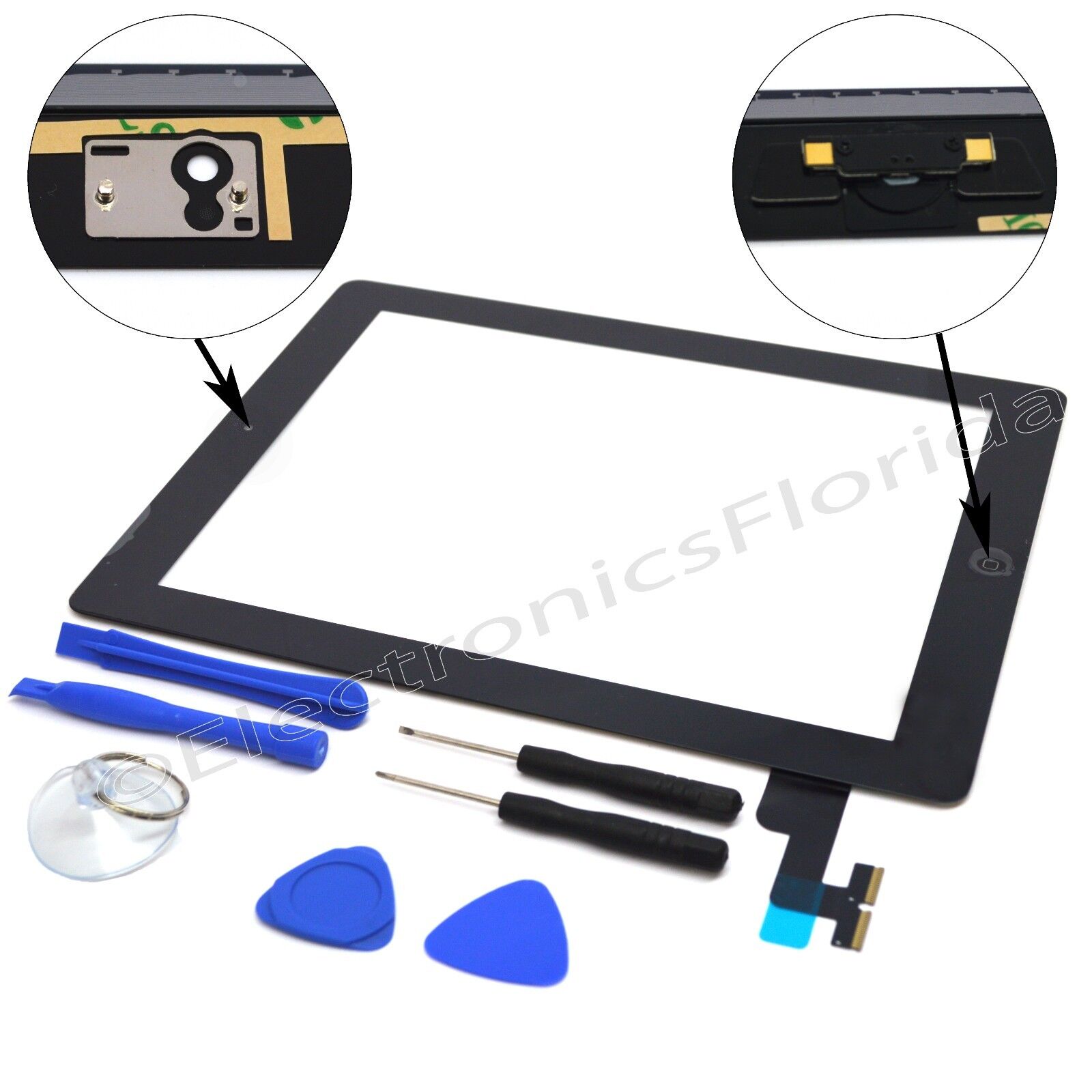 Touch Screen Digitizer Replacement For Apple iPad 2/3/4/ & Air  - Black / White eleFlorida b0025