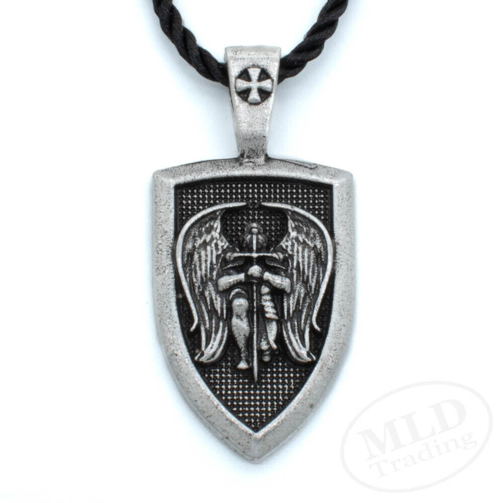 Patron Saint St Michael The Archangel Protect Us Medal Shield Pendant Necklace Без бренда - фотография #3