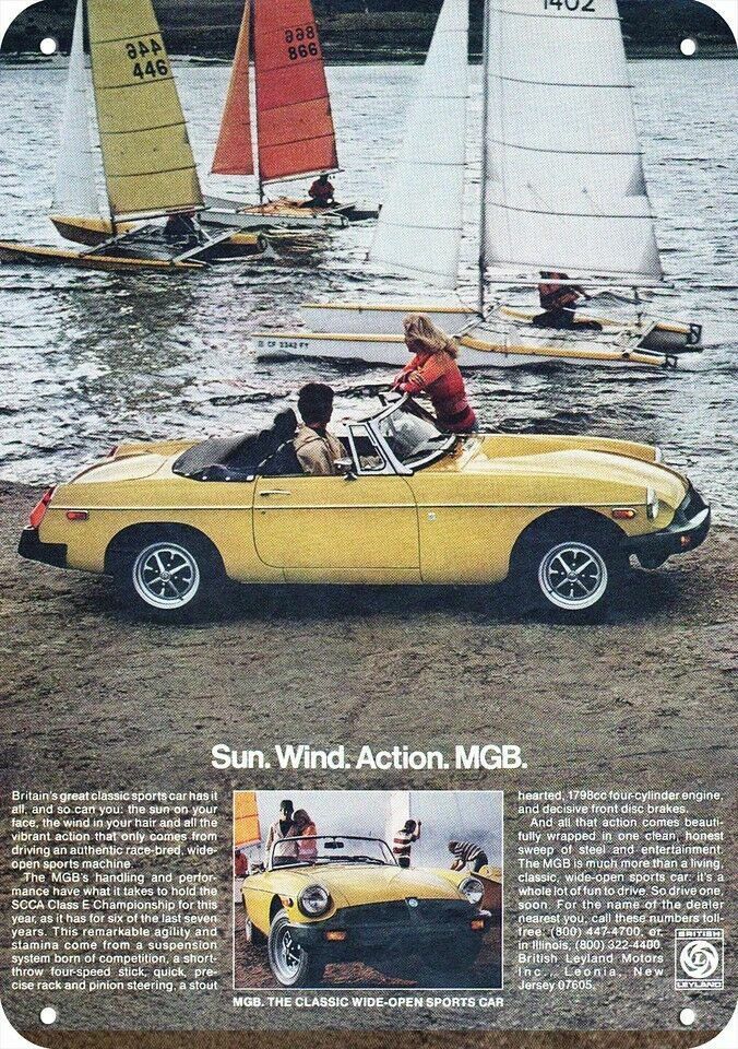 1978 MGB MG Convertible Sports Car & Sailboats DECORATIVE REPLICA METAL SIGN Без бренда