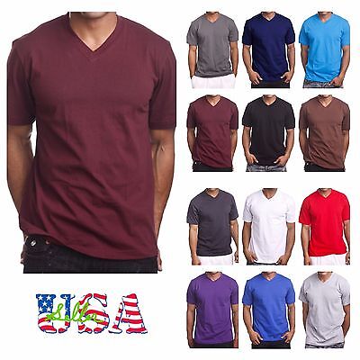 Men's HEAVY WEIGHT V-Neck T-Shirt Plain Tee BIG & Tall Comfy Camouflage Hipster Shaka + Does Not Apply - фотография #5