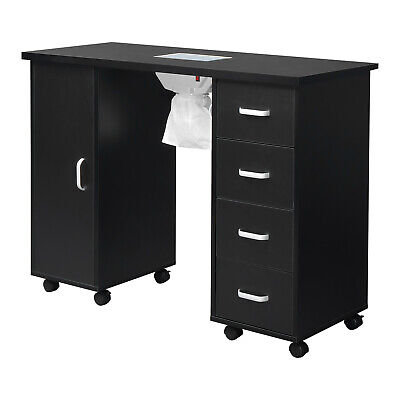 Black Nail Table with Fan and 4 Drawers for Manicures - Single Door Unbranded - фотография #7
