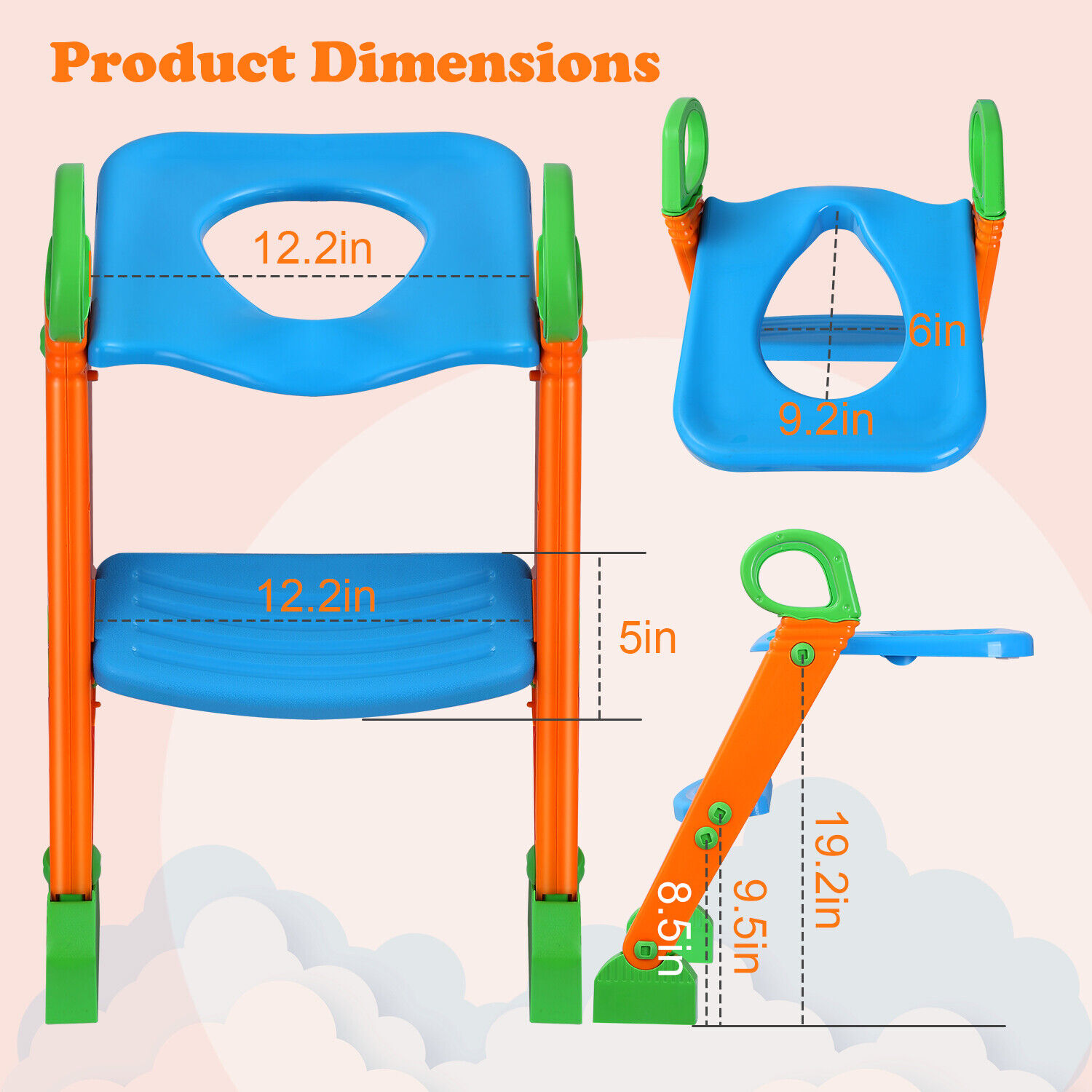 Potty Training Toilet Seat with Step Stool Ladder for Baby Toddler Kid +Handles iMounTEK GPCT850 - фотография #7