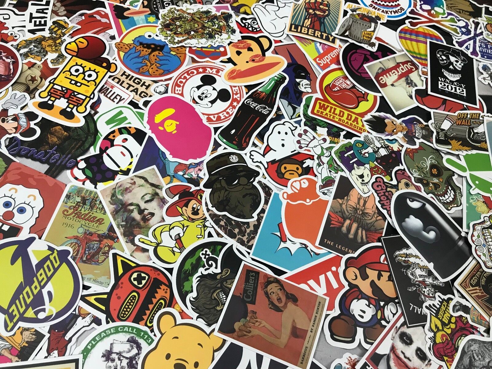 Lot 100 Random Vinyl Laptop Skateboard Stickers bomb Luggage Decals Dope Sticker Unbranded Does Not Apply - фотография #2