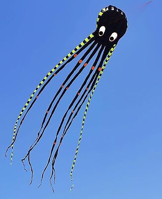 Sky Visitor 3D 26ft Ultra Large & Fun Octopus Foil Kite with Handle & Line, G... APZ Black - фотография #5