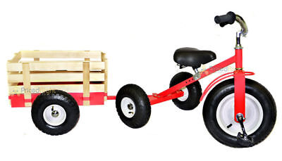All Terrain Red Tricycle with Wagon Trike Set Pull Along Toy Outdoors Kids Pedal valley RedTrike - фотография #2
