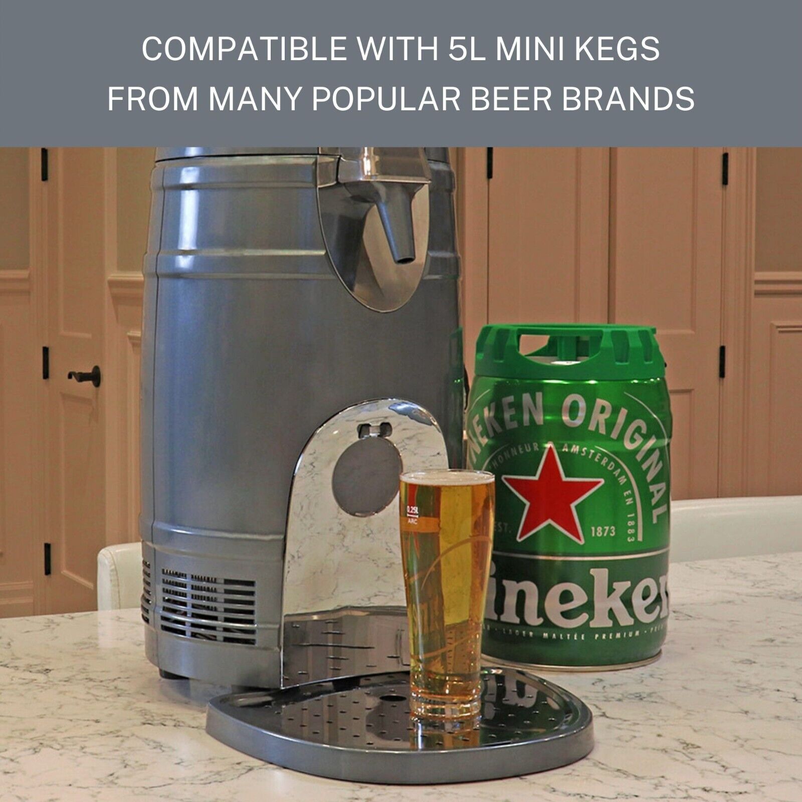 Koolatron 5L Mini Keg Beer Cooler w/ Dual Taps, Universal Design Fits Gravity Koolatron BKC5L - фотография #3