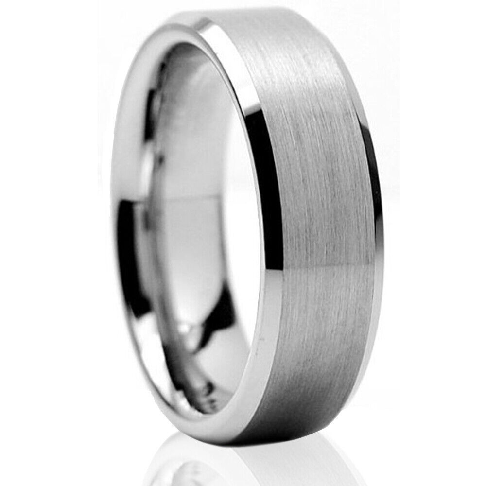 🔥 Tungsten Carbide Wedding Band Ring Brushed Silver Mens Jewelry Size 6-15 Meravi - фотография #4