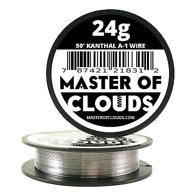 50 ft - 24 Gauge AWG A1 Kanthal Round Wire 0.51mm Resistance A-1 24g GA 50' Master of Clouds Does Not Apply