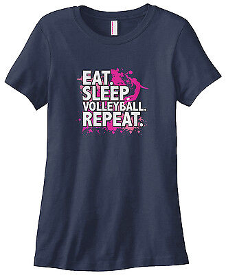 Threadrock Women's Eat Sleep Volleyball Repeat T-shirt Volley Ball Threadrock