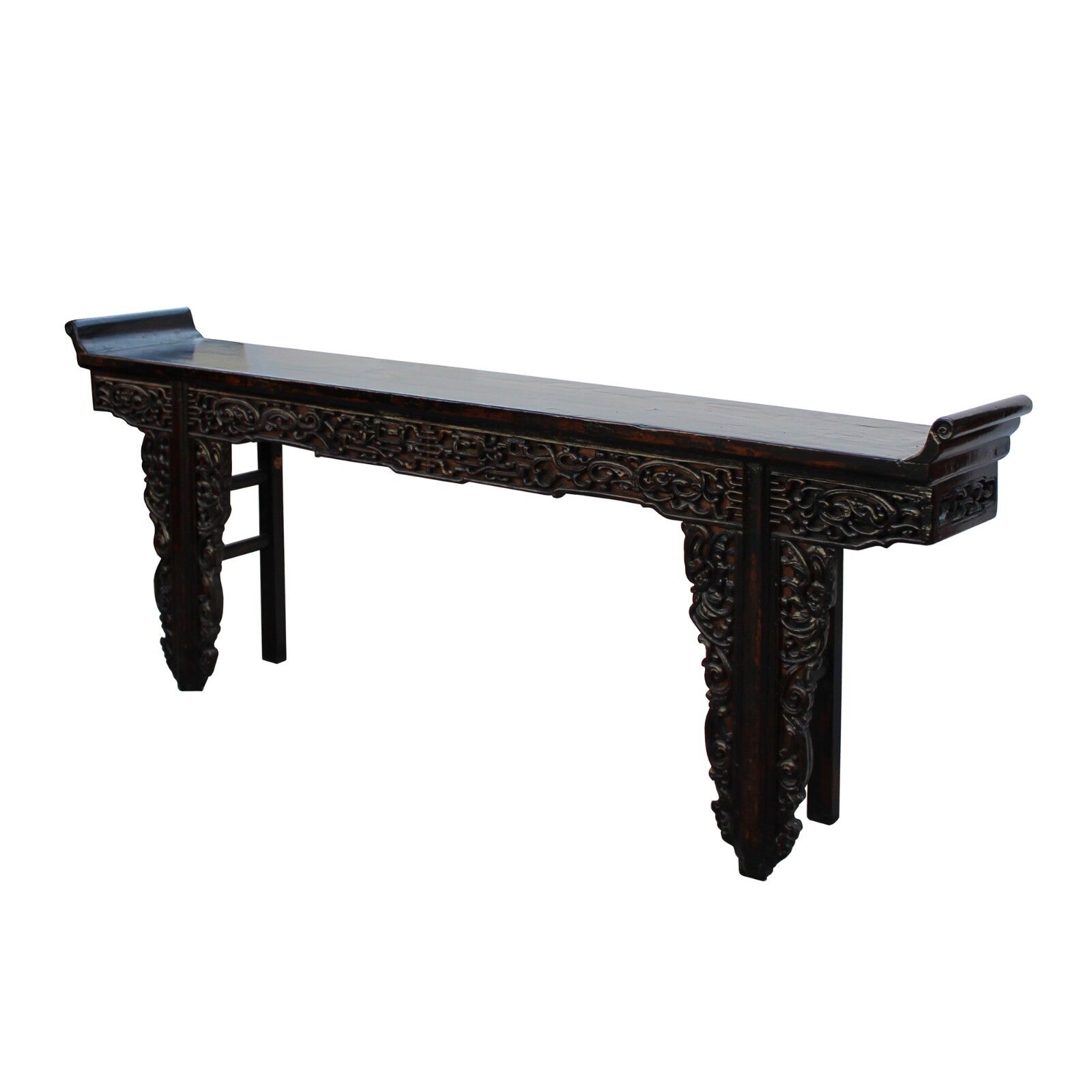 Chinese Vintage Dark Brown Dragon Carving Long Altar Console Table cs4567 Handmade Does Not Apply - фотография #4