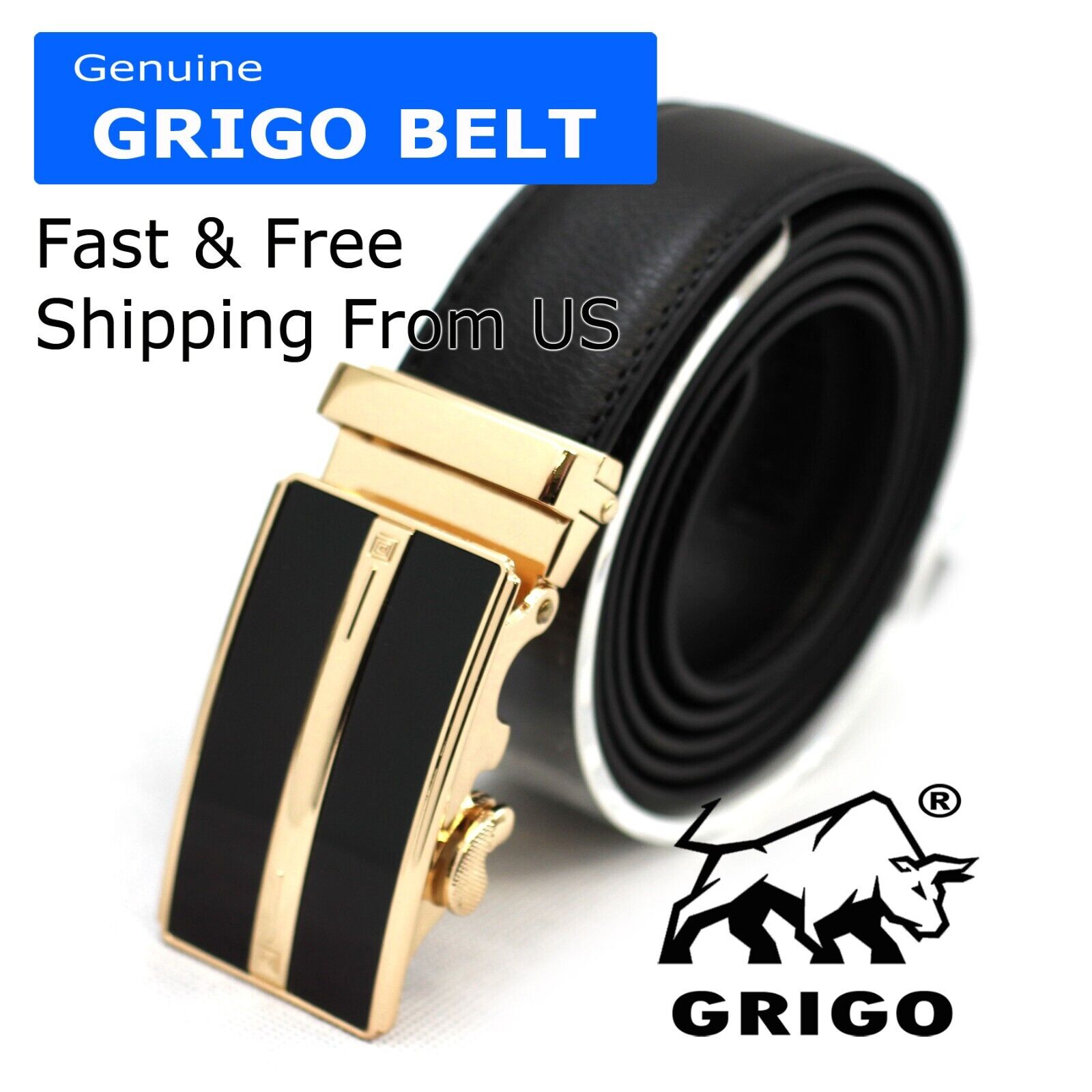 Genuine Leather Belt Mens Ratchet Dress Belts With Adjustable Automatic Buckle frentaly