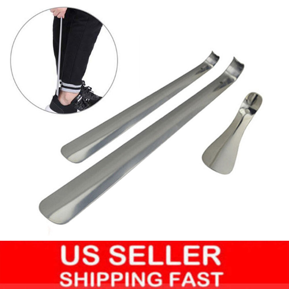 6"-20" Long Handled Metal Shoe Horn Lifter Stainless Steel with Hanging Hole US Unbranded