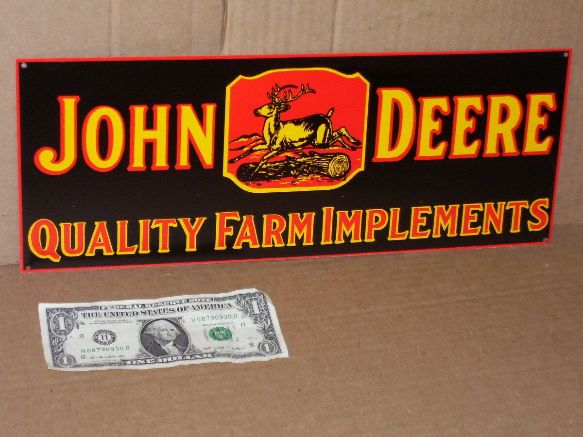 JOHN DEER Quality Farm Implements RARE SIZE Deere Stepping Over Tree  BLACK Sign Без бренда - фотография #6
