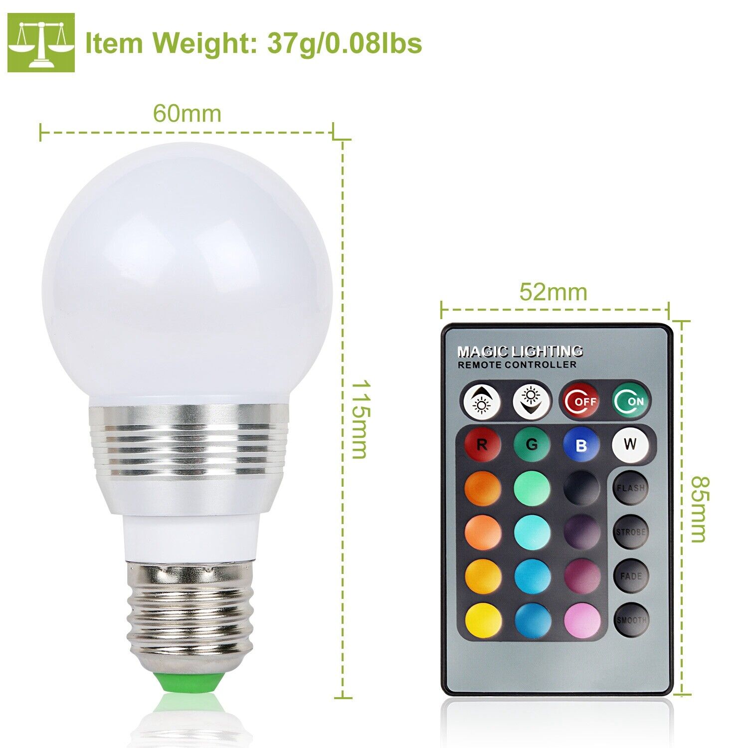 E27 3W RGB LED 16 Multi Color Magic Lamp Light Bulb + Wireless Remote Control Unbranded GPCT696 - фотография #7