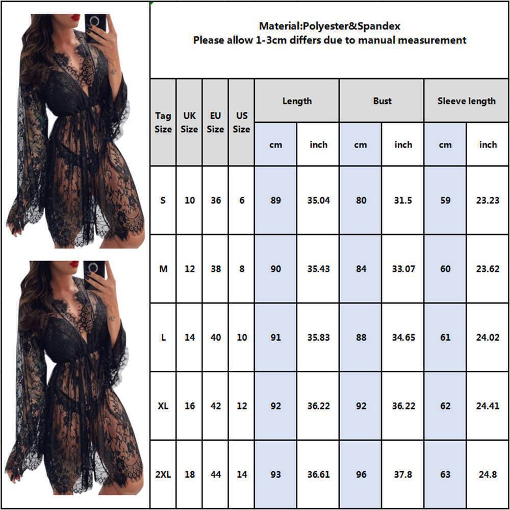 Womens Sexy Lace Dressing Up Gown Bathrobe Linerie See-Through Robe Nightwear US Unbranded Does Not Apply - фотография #2