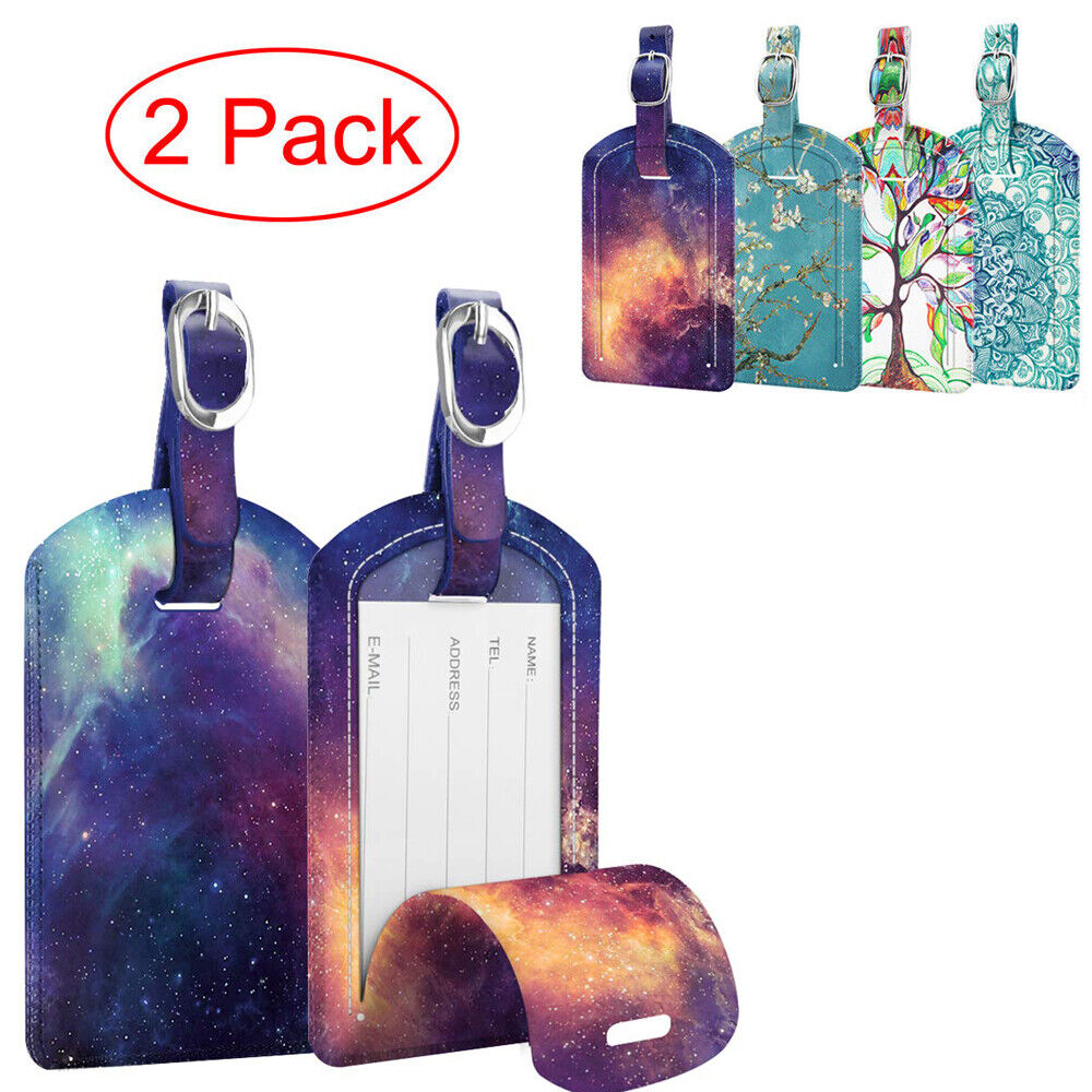 2 Pack Luggage Tags Name Address ID Labels w/ Back Privacy Cover Fo Bag Suitcase Fintie