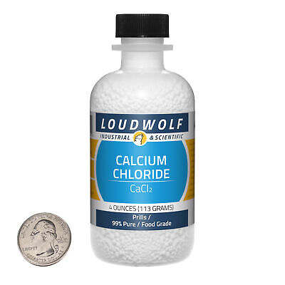 Calcium Chloride / 4 Ounce Bottle / 99% Pure Food Grade / Prills / USA Loudwolf Industrial & Scientific LW-CACL2-4/1