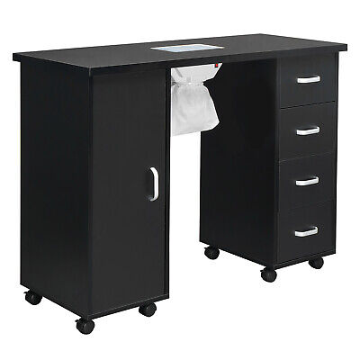 Black Nail Table with Fan and 4 Drawers for Manicures - Single Door Unbranded - фотография #4