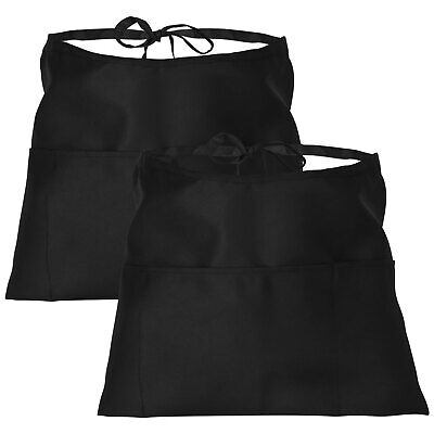 2Pcs Waiter Aprons with 3 Pockets Waitress Waist Aprons with Long Straps☀ .0 Unbranded does not apply - фотография #10