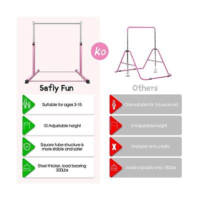 Safly Fun Gymnastics Bar for Kids Ages 3-15 for Home - Steady Steel Construct... Safly Fun Does not apply - фотография #2