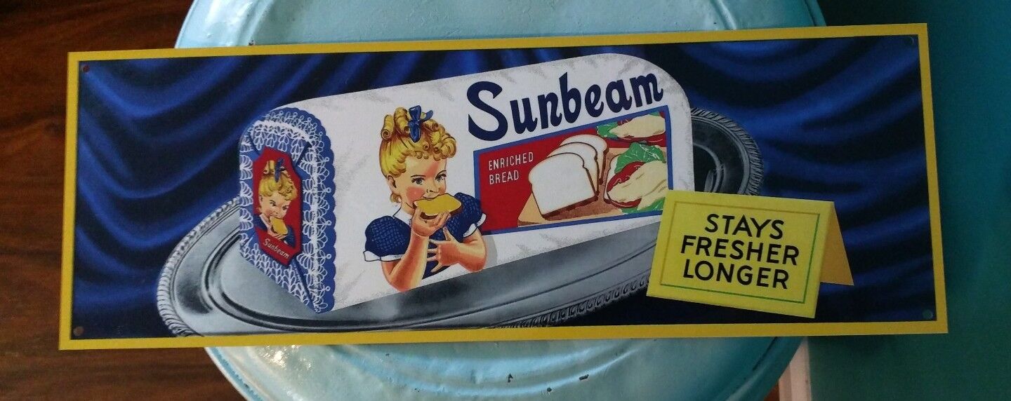 Sunbeam bread girl advertising metal sign vintage image display 4.5 x 12 50051 Без бренда