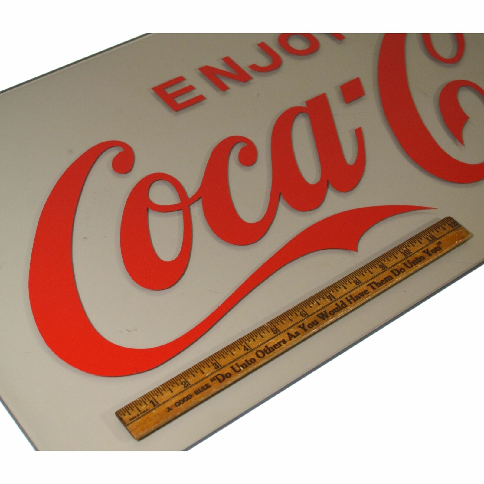 Vintage "ENJOY COCA-COLA" WINDOW DECAL New-Old-Stock RED VINYL STICKER 28x9 NOS! Coca-Cola - фотография #2
