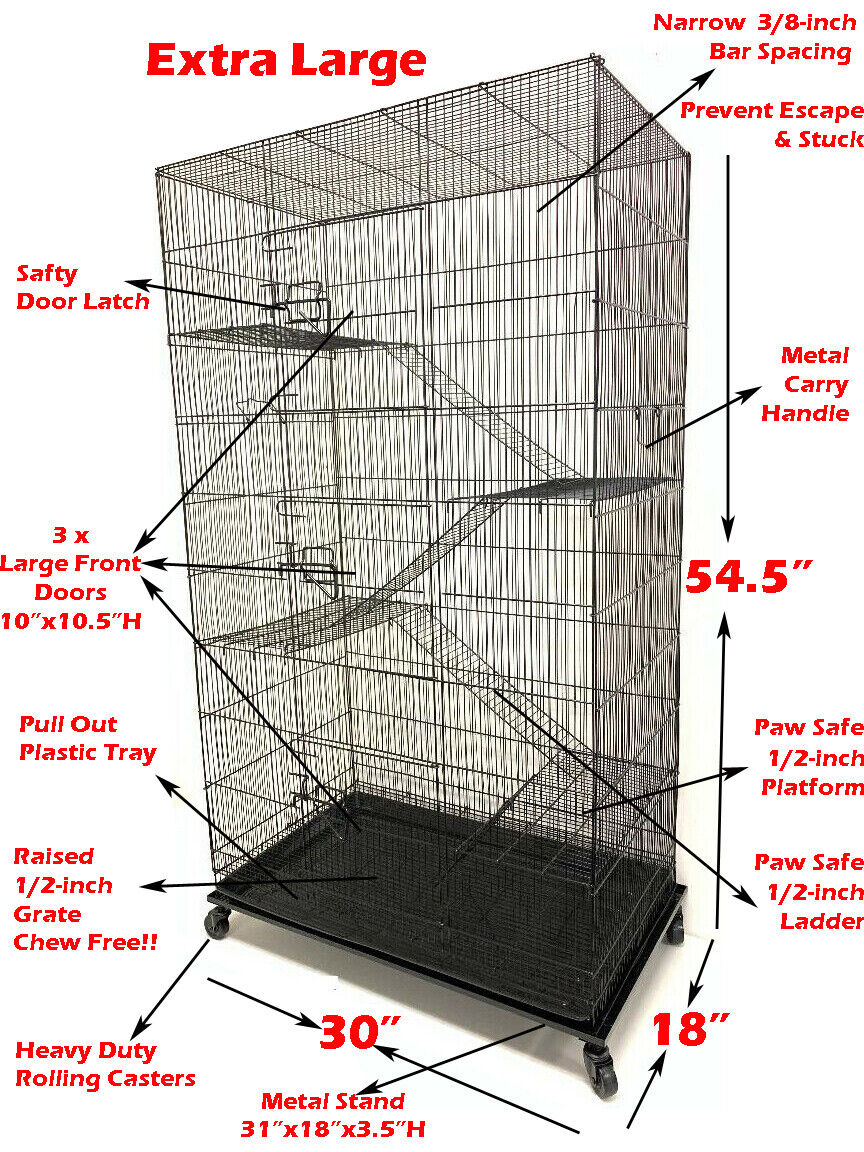 55" XLarge 5-Level Ferret Chinchilla Sugar Glider Rat Mice Squirrel Hamster Cage Mcage 405 black - фотография #3
