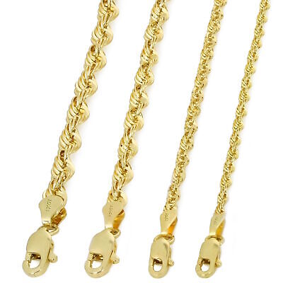 10K Yellow Gold 1.5mm-4mm Laser Diamond Cut Rope Chain Pendant Necklace 16"- 30" NuraGold NG10YLRPH-N - фотография #2