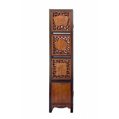 Chinese Carving 2 Brown Tone Wood Panel Floor Screen Display Shelf cs4256 Handmade Does Not Apply - фотография #11