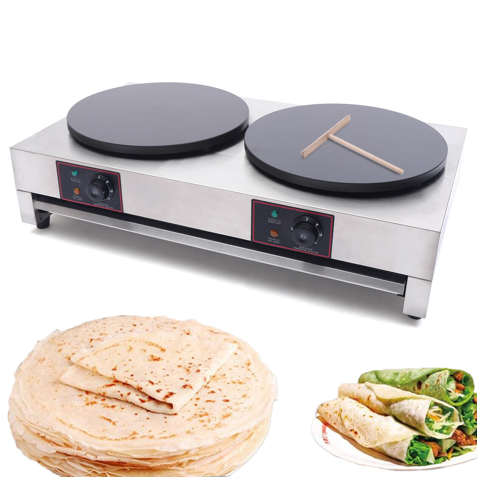 3kw+3kw 40cm 16" Commercial Double Pancake Maker Luxury Electric Crepe Unbranded Does Not Apply - фотография #15