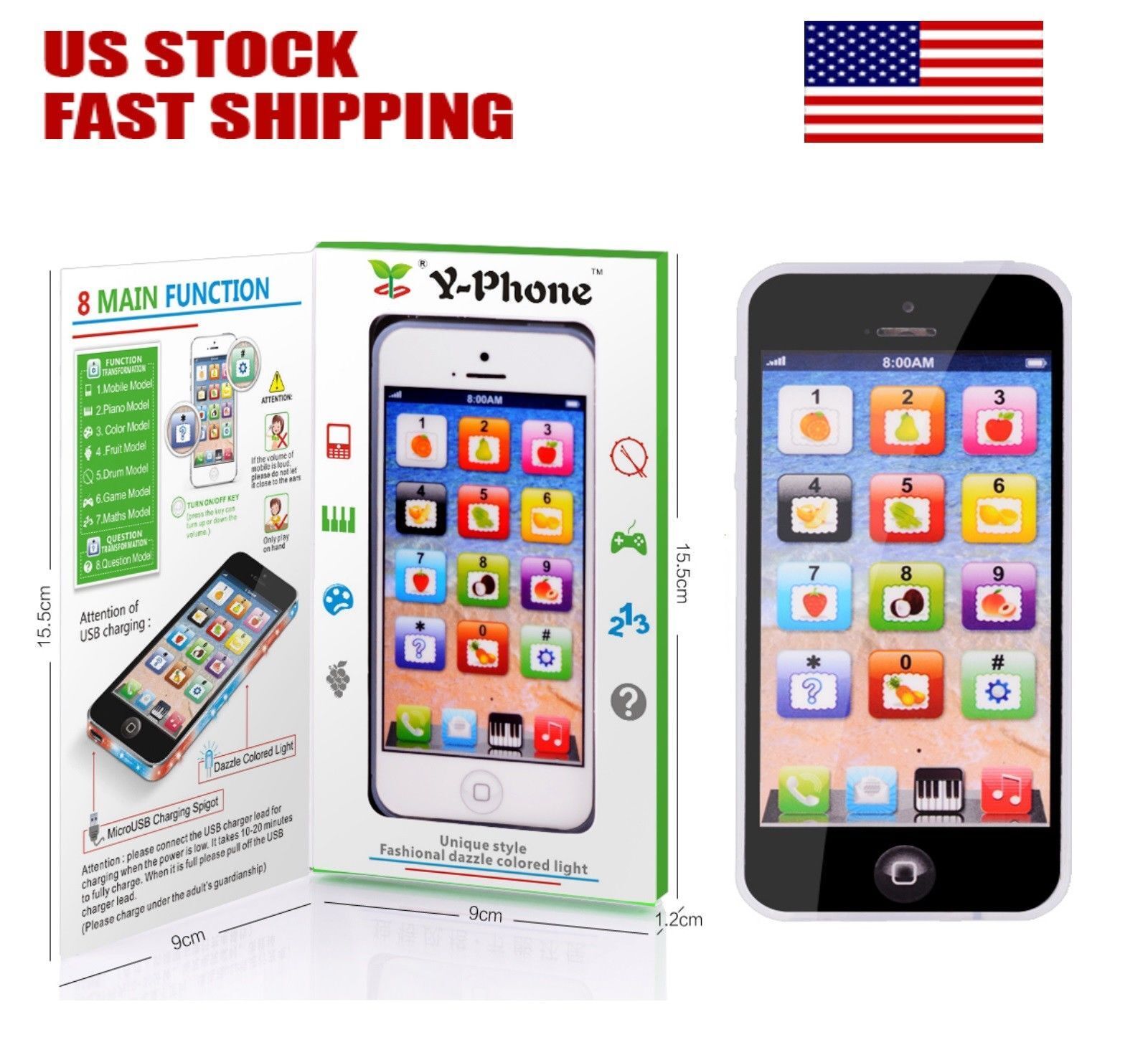 YPhone Mobile Phone Educational Toy Gift For Baby Kids Boys Children Black&White Unbranded Does Not Apply