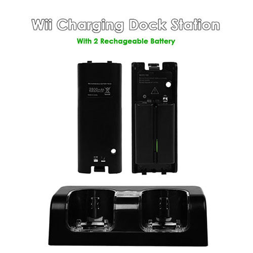 Dual Remote Charging Dock Station and 2 Rechargeable Batteries For Wii Black Unbranded GPCT169 - фотография #4