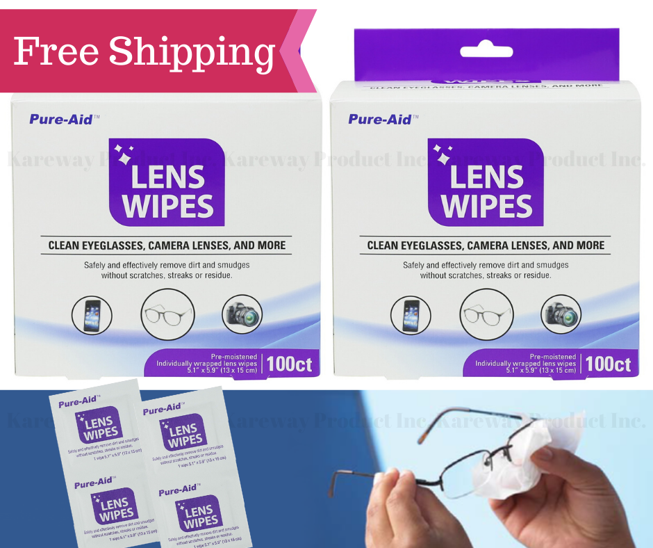Pure-Aid Eye glasses camera lense Lens Wipes-100ct each, 2pk Pure-Aid Does Not Apply